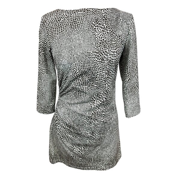 J. McLaughlin Side Ruched Stretch Tunic Top Women's S Python Print 3/4 Sleeve - Picture 1 of 12